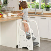 Wiifo 3-step stool gray side view shows sturdy base for toddler training
