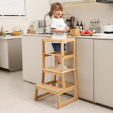 Wiifo kids kitchen step stool with safety rail supports toddlers at counter height.