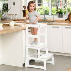 Wiifo Kids Kitchen Step Stool with safety rail for secure toddler counter access.