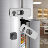Wilbeva fridge locks close-up showing adhesive, for safe fridge use