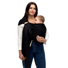 WildBird Ring Sling front carry shows ergonomic baby support