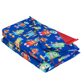 Wildkin nap mat cover robots pattern close-up stitching highlights durability