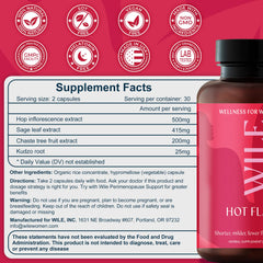 WILE Menopause & Perimenopause Supplements — Hot Flash Relief, Sleep Support, Kudzu Root | 30 Servings