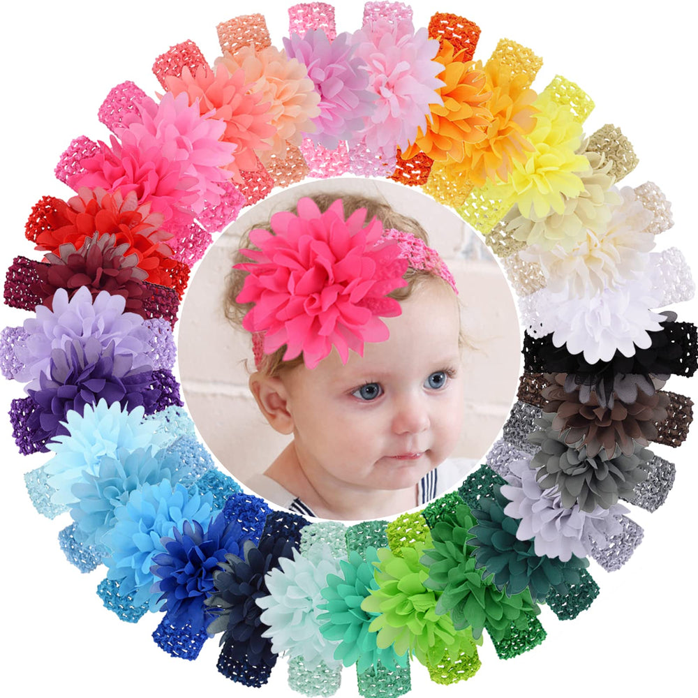 WillingTee chiffon flower headband set for babies, ideal for cute photo moments.