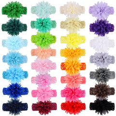WillingTee soft elastic headbands with chiffon flowers, comfortable for newborns and toddlers.