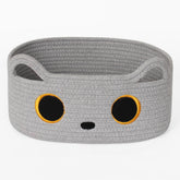 Willitat gray cat toy basket with ears decor and storage for small items.