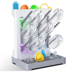 WillMall baby bottle drying rack shows full-capacity storage for bottles and nipples after feeding.