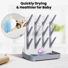 WillMall bottle drying rack with removable drain tray for easy cleaning and no-water buildup.