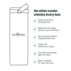 Willow sleek, bottle-like design fits car cup holders for easy transport
