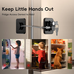 WILNIRY 2-pack fridge door lock installed on refrigerator door keeps kids safe.