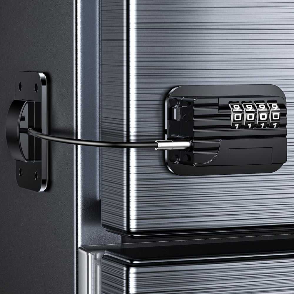WILNIRY upgraded refrigerator lock front view showing a secure latch for kid-safe access