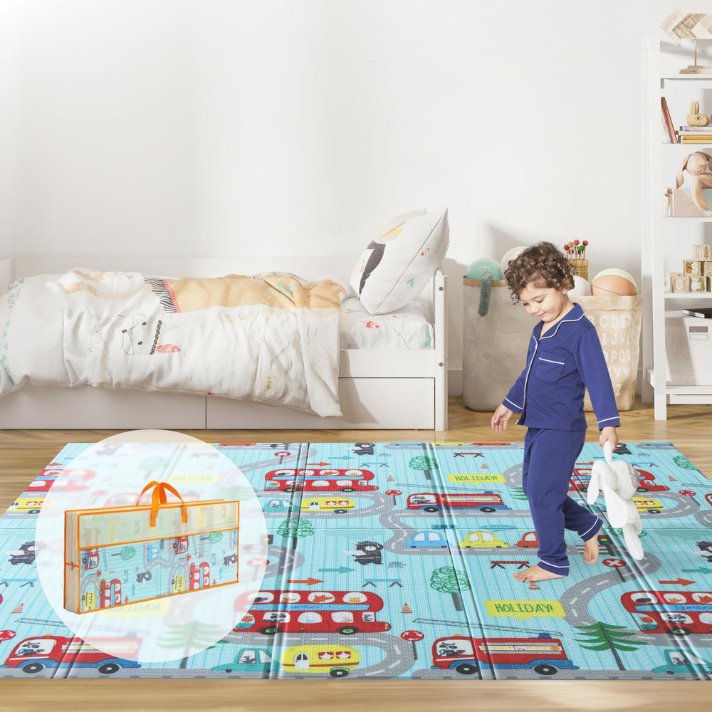 Wiltology Playmat city exploration side featuring skyscrapers and streets for imaginative play