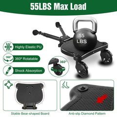 Wilytyres stroller-board three-height-settings supports comfortable seating or standing.