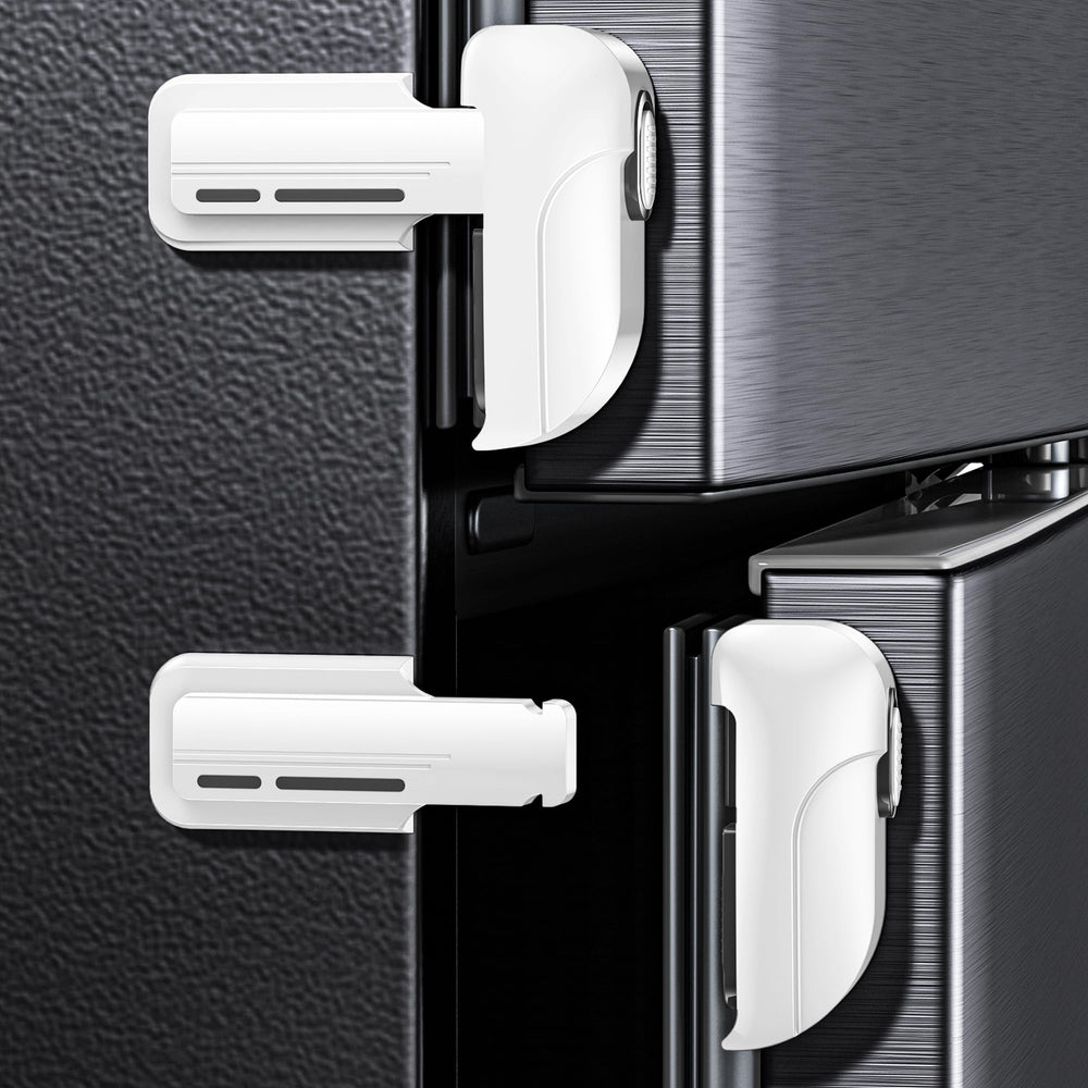 WILZEIMY 2-pack fridge lock front view with two-button design for easy safety