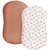 Wimist muslin baby lounger cover two-pack in front view, soft fabric for comfy naps.