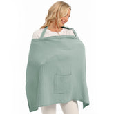 Wimist muslin nursing cover shows full-coverage design for discreet feeding