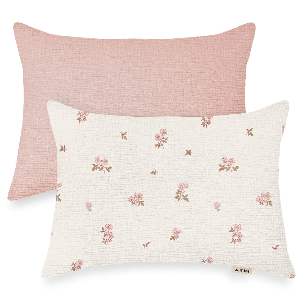 Wimist toddler pillowcase in flower pink with envelope closure keeps pillow secure during naps