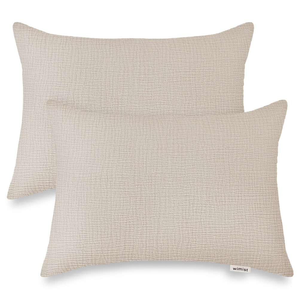Wimist toddler pillowcase in beige 14x20 with soft muslin fabric