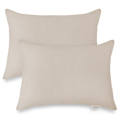 Wimist toddler pillowcase in beige 14x20 with soft muslin fabric