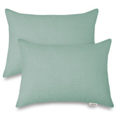 Wimist toddler pillowcase in sage color, 13x18, two-pack for easy nap-time setup.