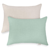Wimist toddler pillowcases in beige and sage with soft, breathable muslin fabric
