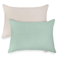 Wimist toddler pillowcases in beige and sage with soft, breathable muslin fabric