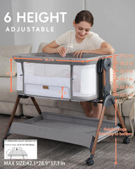 Winchild bassinet height adjustment dial aligns with your bed height precisely
