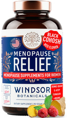Windsor Botanicals menopause supplement bottle front for daily balance.