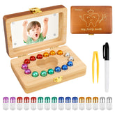 Windspeed tooth box with 16 sealed tubes keeps baby teeth organized and protected.