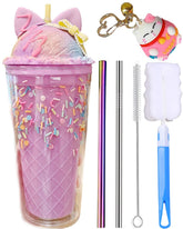 WindySwag Chocolate Unicorn Tumbler with Straw for on-the-go hydration