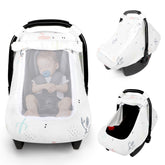 WINGHENLEE muslin baby car seat cover with breathable mesh for comfort.