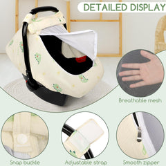 Winghenlee muslin sunshade in green dinosaur offers full open mode