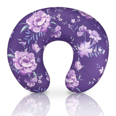 WINGHENLEE purple floral nursing pillow cover closeup with soft stretch fabric for comfortable nursing