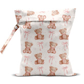 WINGTECA wet bag with bear pink bow design for organized baby gear on the go.