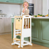 Wingyz Toddler Tower front view shows sturdy wood construction for safe kitchen help.
