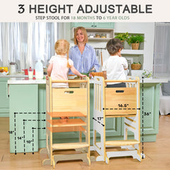 Wingyz Toddler Tower front view emphasizes wide base for stable use.