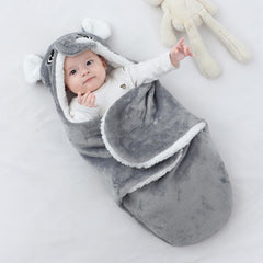 Winmany blue bear swaddle; secure wrap with playful character.