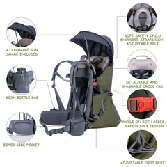 Safety belt system on WIPHA carrier keeps baby secure while walking