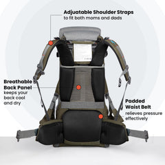 WIPHA ergonomic carrier with adjustable padded seat for growing child.