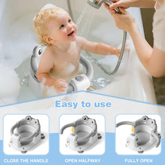 wiqins ergonomic bath seat supports head and back during bath.