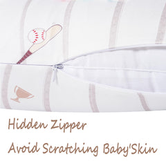 Wirein concealed zipper design prevents irritation and speeds up changing covers