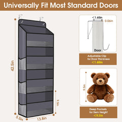 WiseLife over-the-door organizer shows four large pockets for easy access to daily essentials.