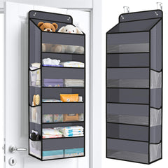 WiseLife over-the-door organizer front view with clear window for quick item visibility.