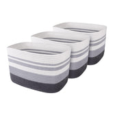 WISELIFE cotton rope storage baskets in a three-pack for organized space and versatile storage.