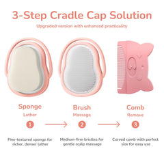 Wishbird ergonomic curved comb glides safely over baby's head to lift flakes.