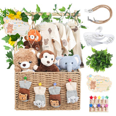 Wisreach wooden woven baby shower crate foldable basket, spacious storage for newborn essentials.