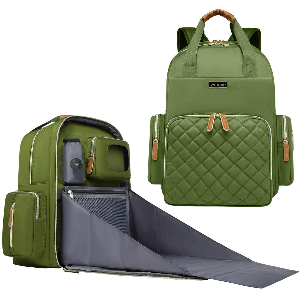 WITSTEP diaper bag backpack with changing station for on-the-go diaper changes.
