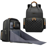 WITSTEP black diaper bag laptop backpack shows organized interior for baby and work use