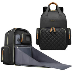 WITSTEP black diaper bag laptop backpack shows organized interior for baby and work use