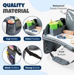 WITRIP travel tray provides storage for drinks, tablets, and toys